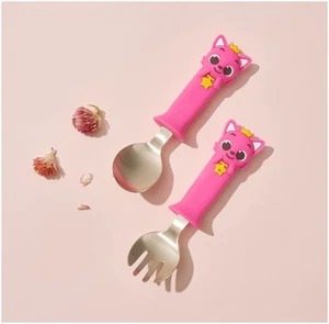 Pinkfong Banzza Yugi Messing Gabel & Löffel Set Kind Baby Geschirr Geburtstagsgeschenk - Bild 1 von 13