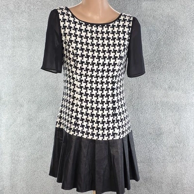 Vestido BCBGeneration para mujer 4 negro blanco pata de gallo imitación cuero Bew69B89-003 Foto 1 de 4