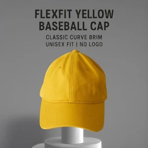 Bold Yellow FlexFit Baseball Cap | Size L–XL | Snug Comfort No Adjustment Needed - Picture 1 of 7