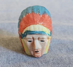 Estatuilla miniatura vintage de porcelana con cabeza de jefe nativo americano de Japón - Imagen 1 de 5