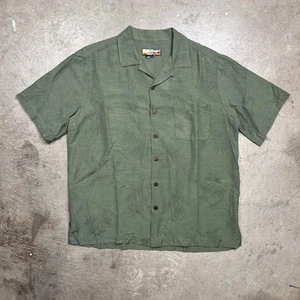 Vintage Silk Camp Collar Loop green button up shirt medium old money - Picture 1 of 4
