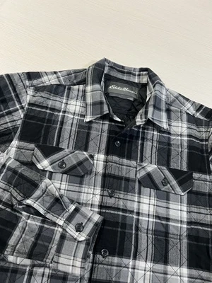 Eddie Bauer Shacket L Camisa Acolchada a Cuadros Chaqueta Bolsillos con Solapa Foto 1 de 4