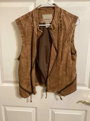 Mujer BKE Chaleco Cuero Vegano Marrón Talla XL Foto 1 de 3