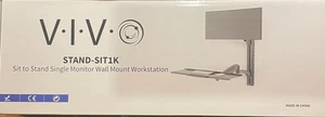 VIVO Black Sit-Stand Wall Mount Counterbalance Monitor Keyboard Workstation - Picture 1 of 12