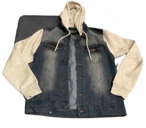 Brooklyn Cloth & Co. Men’s L Long Sleeve Sweatshirt Sleeve Hooded Denim Jacket - Picture 1 of 10