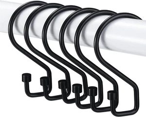 Shower Curtain Hooks 12 Pcs S Shape Rings Black - Picture 1 of 1