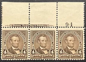 Scott#: 269 - AbrahamLincoln 4¢ 1895 BEC Plate # Strip of 3 MNHOG selvage LH - Picture 1 of 2