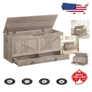 Spacious 43.3" Wooden Chest with Drawer - Rustic Design for Home Storage - Picture 1 of 11