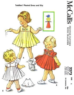 McCall's 2273 Pattern PLEATED GIRLS Dress Frock & Slip - Image 1 of 4