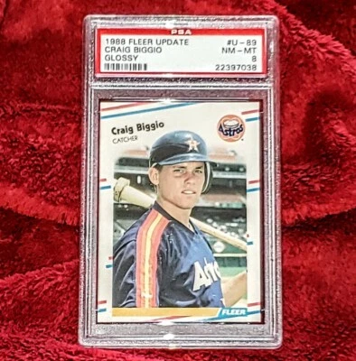 CRAIG BIGGIO ROOKIE 1988 FLEER UPDATE U 89 GLOSSY RC PSA 8 NM-MT 🔥 - Image 1 of 2