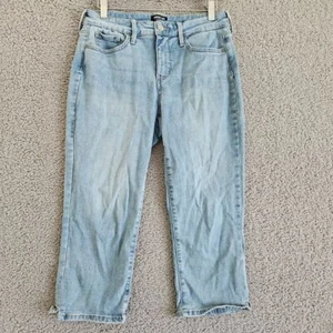 NYDJ Curves 360 Slim Straight Crop Jeans Womens 4 Blue Charmed Denim Lift Tuck - Picture 1 of 10