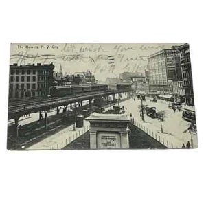 Postal The Bowery New York City Train The Rotograph Co c1907 Vintage A521 - Imagen 1 de 2