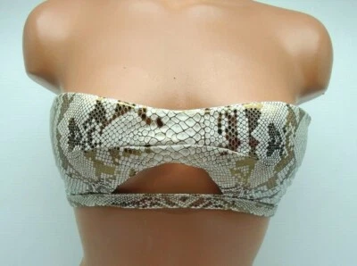 Top de bikini Sauvage Luxe metálico estampado de serpiente bandeau dorado pequeño 354L Foto 1 de 3