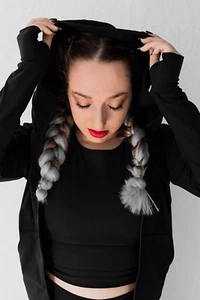 Celestial Bodiez Sudadera con Capucha Power Zip Nueva con Etiquetas en 'Negro Solar' Talla Grande - Imagen 1 de 10