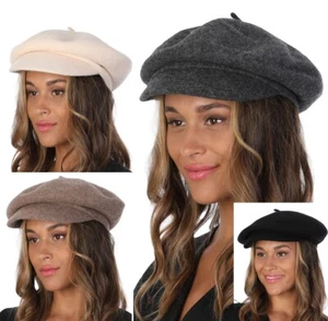 100% Wool Newsboy Hat Baker Boy Cap Ladies Elegant Winter Fashionable Cap UK - Picture 1 of 5