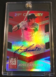 2015 Jose Canseco Panini Elite 21st Century RED DIE CUT AUTO /21 #48 Oakland A's