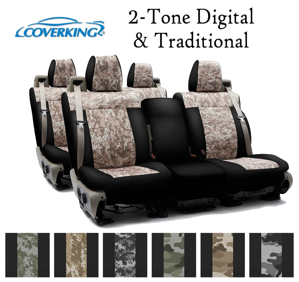 Fundas de asiento personalizadas Coverking Neosupreme fila delantera y trasera - 2 tonos Digital Trad Foto 1 de 4