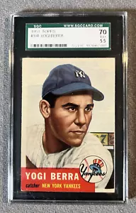1953 TOPPS #104 YOGI BERRA SGC 70 EX+ 5,5 gradi Yankees BELLO spedizione gratuita - Foto 1 di 2