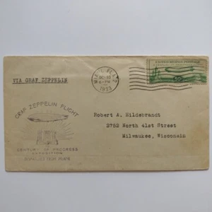 1933 VIA GRAF ZEPPELIN Luftpostbrief Miami FL. - Bild 1 von 8