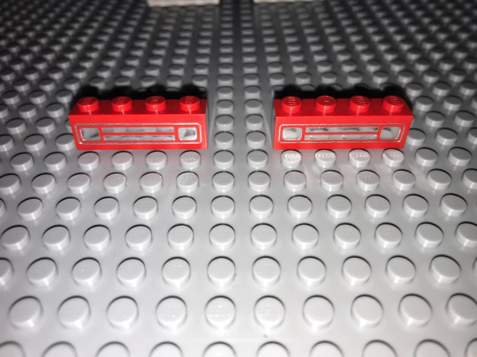 LEGO Baustein mit Druck 2 Stück 3010 p20b rot Lampenstein System City 1970 Rar - Bild 1 von 1