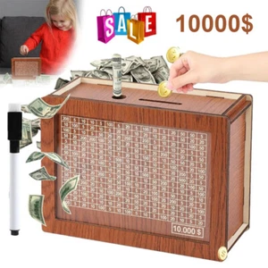 Cash Vault Wooden Savings Box Wooden Cash Saver Money Saving Box With Countdown - Picture 1 of 7