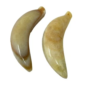 Alabaster Bananas Marble Stone Fruit Paperweight Vintage Lot of 2 - Picture 1 of 9