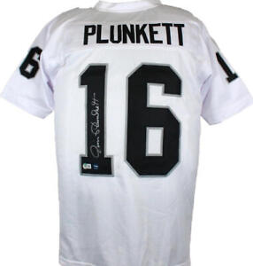 Jim Plunkett Autographed White Pro Style Jersey-Beckett W Hologram *Silver