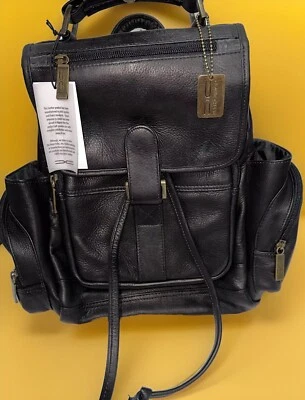 Mochila Claire Chase Uptown estilo silla de montar cuero negro latón herrajes nueva Foto 1 de 4