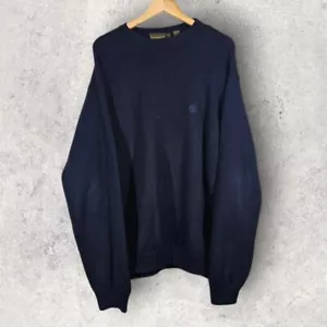 VTG 04 Tommy Hilfiger 100% cotton crew neck knit jumper sweater navy M - Picture 1 of 4
