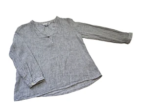 Old Navy Top Women S Blue Stripe The Tunic Shirt Linen Cotton Flowy Casual Boho - Picture 1 of 11