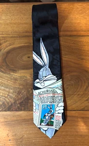 Bugs Bunny Mens Tie Necktie Looney Tunes 1997 USPS Stamp Collection News Paper - Picture 1 of 7