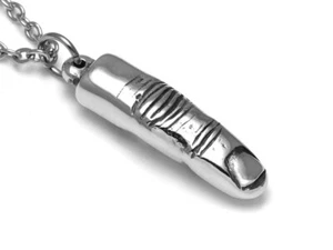 Finger Necklace, Handmade Anatomical Jewelry in Pewter - Picture 1 of 3