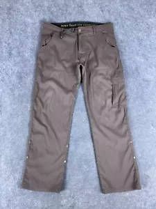 prAna Pantalone Uomo 34x30 Marrone Elasticizzato Zion Cintura Roll Up Escursione Campeggio - Foto 1 di 12