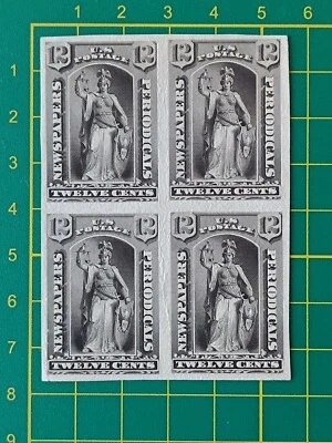 US Newspapers stamps, Plate of 12c, Trial Color PROOF on India - Image 1 of 4