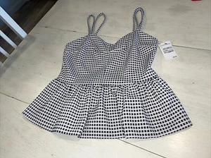 CHELSEA 28 Nordstrom Navy Blue & Ivory Gingham sleeveless top Size S~NWT - Picture 1 of 12