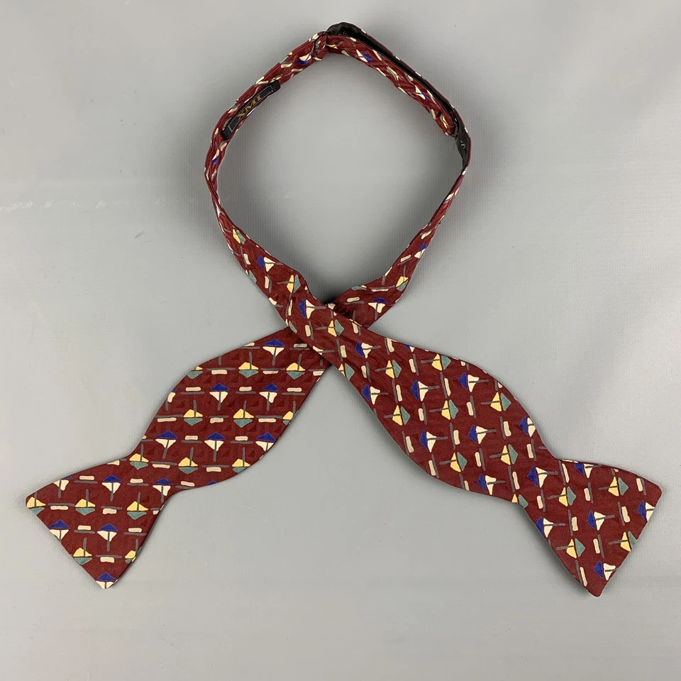 Corbata de seda con estampado azul borgoña XMI Foto 1 de 3