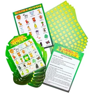 36 Pack Safari Jungle Party Bingo Game Cards Set for Kids Birthday Baby Shower - Picture 1 of 6