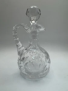 Antique ABP Cut Clear Crystal Cruet w/ Stopper 7” Pinwheel Design Elegant - Picture 1 of 8
