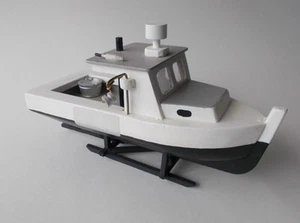 Modelo de barco langosta de madera de 9 1/2" con cuna decoración náutica - Imagen 1 de 5