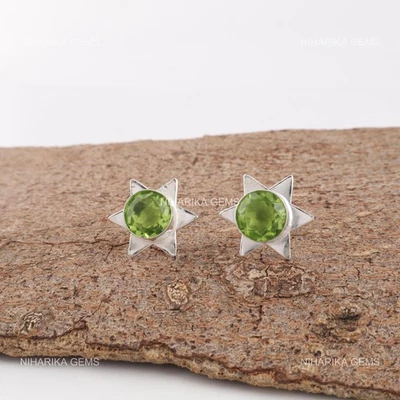 Peridotstein 925 Silberhaken Tochter Art Deco August Tropfen Verlobungsohrringe - Bild 1 von 4