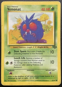 Venonat 63/64 Jungle Unlimited Common MP Pokémon 1999 - Picture 1 of 2