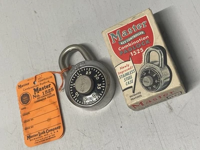 Vintage MASTER LOCK Combination Padlock  1525 with Box and Original Seal NOS ! - Image 1 of 4