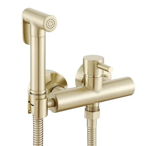 Toilet Wal Mount Hot and Cold Bidet Spray Set Brass Hand Held Sprayer Shattaf... - Picture 1 of 6