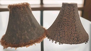 2 Decor Cloth Lamp Shades Beads Corn Silk Fringe Lined Bell Shape $21 Each Notes - Picture 1 of 12