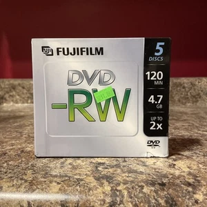 BRAND NEW Pack Of 5 DVD-RW Fujifilm Discs Discs DVDs 120 Min 4.7GB SEALED - Picture 1 of 2