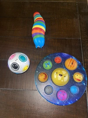 Sensory Toys Galaxy Planet Popper, Colorful Caterpillar, Snap And Push Ball - Image 1 of 4