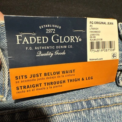 Jeans Faded Glory lavado claro 38x30 nuevos con etiquetas Foto 1 de 4