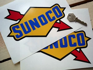 SUNOCO Old Style Classic Race Car STICKERS 8" Pair Racing Petrol Pump Vintage - Picture 1 of 1