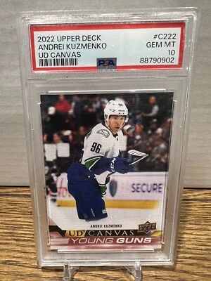 Andrei Kuzmenko 2022 Upper Deck UD Canvas Young Guns PSA 10 GEM MT #C222 Canucks - Image 1 of 2