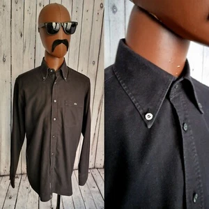 Lacoste Vintage Preppy Shirt -Large- Black Cotton 90s Button Down Slim FIt CP52 - Picture 1 of 11